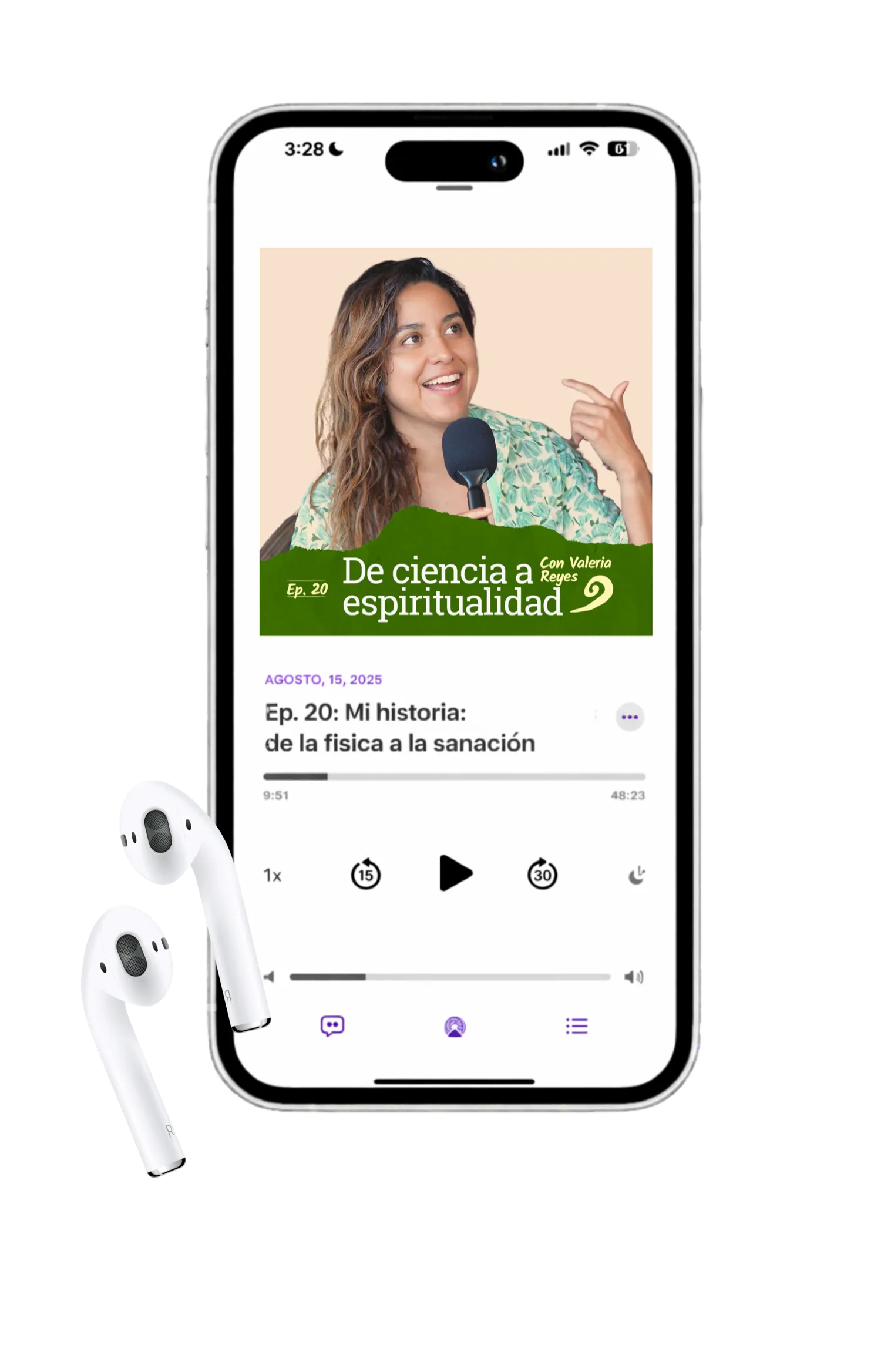 Valeria with her podcast